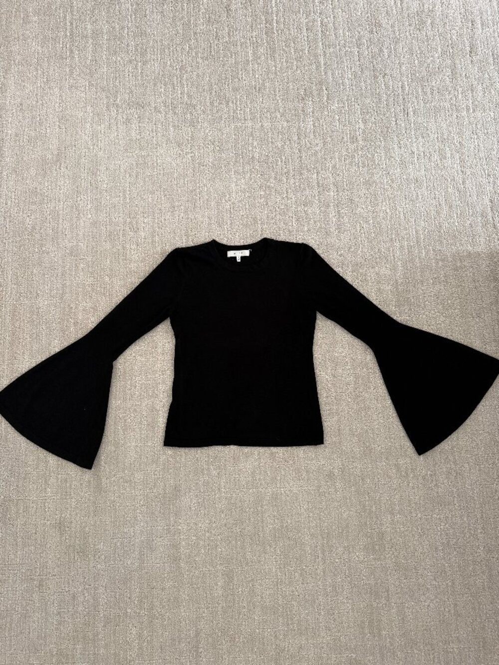 MILLY Black Bell Sleeve Top Size Small